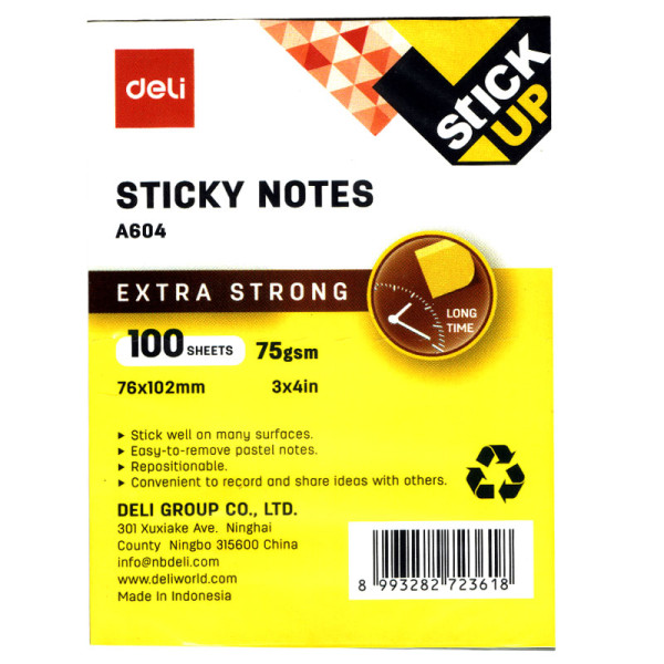 Giấy nhớ 3x4 (100 tờ) (Vàng) (A604) (Deli)